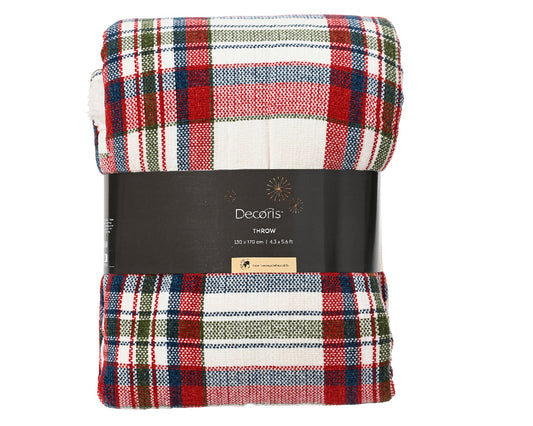 Koc w kratę 170 × 130 cm – miękki i przytulny