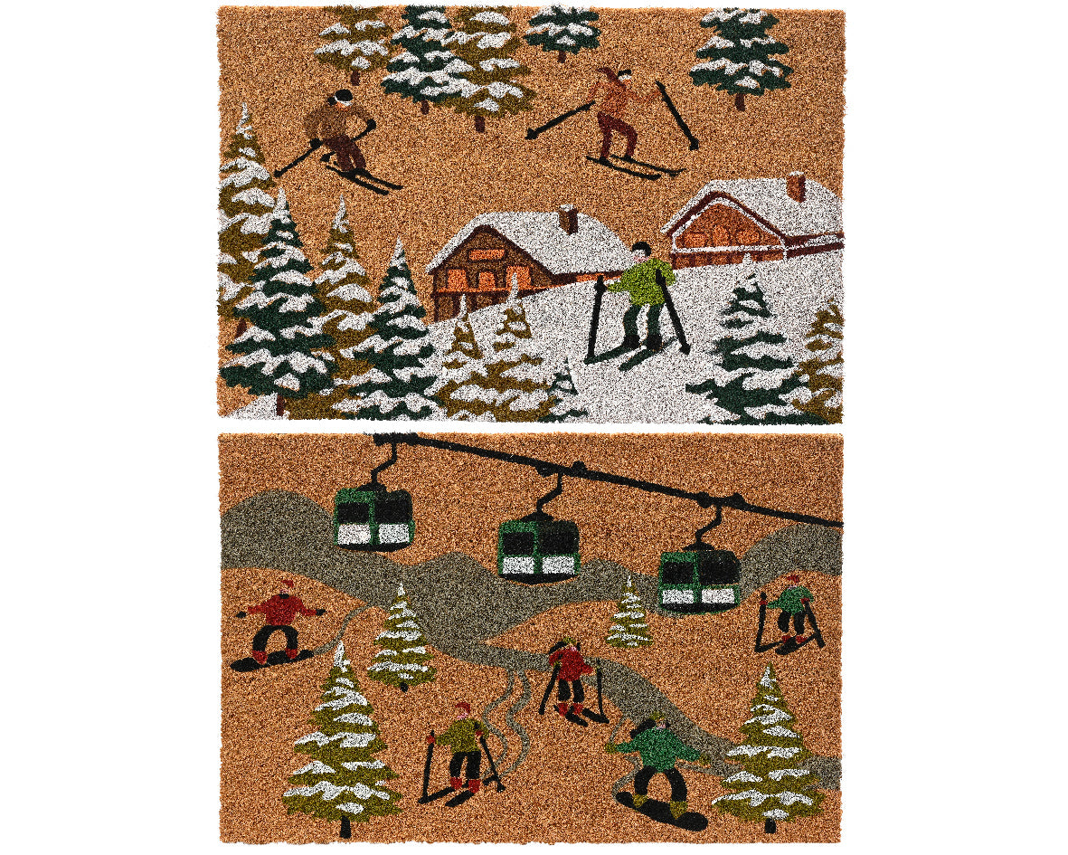 Wycieraczka prostokątna 60 × 40 cm – motyw narciarzy