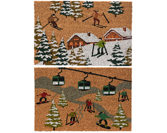 Wycieraczka prostokątna 60 × 40 cm – motyw narciarzy