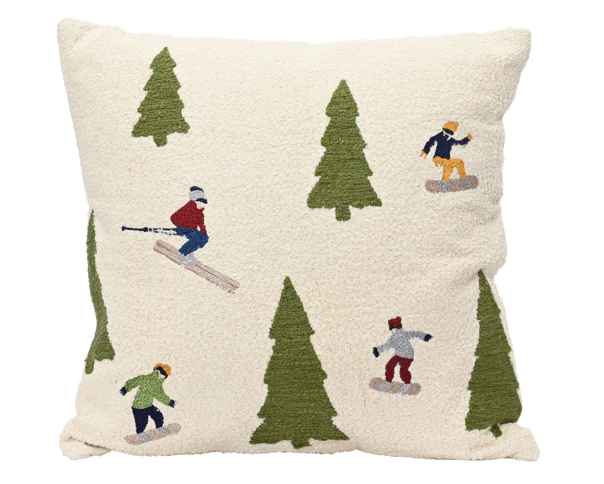 Poduszka świąteczna 45 × 45 cm – motyw narciarzy