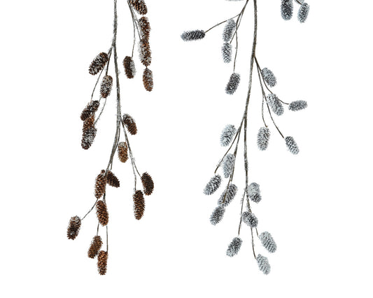 Girlanda świąteczna z szyszkami – 130 cm, naturalna lub z efektem śniegu