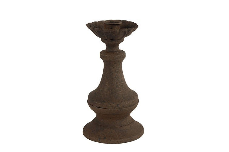 Klasyczny świecznik metalowy M – rdzawy, 17,5 cm