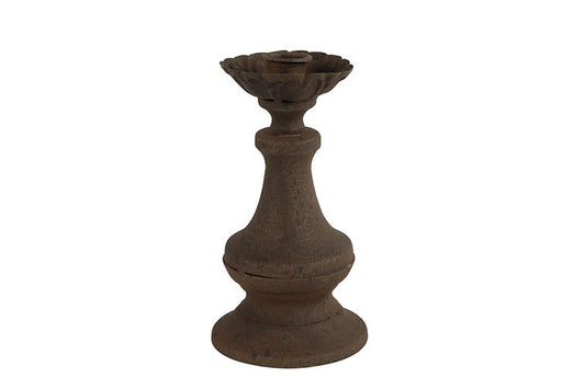 Klasyczny świecznik metalowy M – rdzawy, 17,5 cm