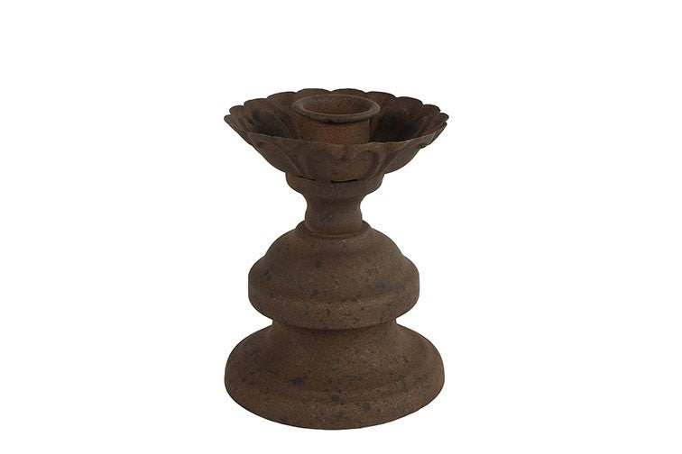 Klasyczny świecznik metalowy S – rdzawy, 10,5 cm