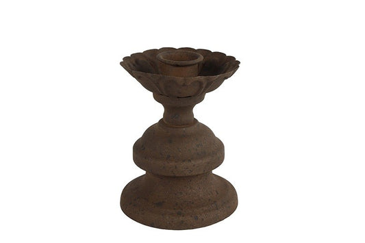 Klasyczny świecznik metalowy S – rdzawy, 10,5 cm