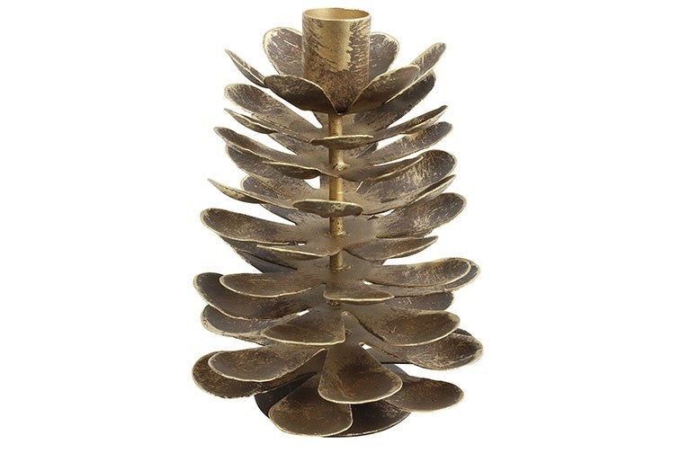 Świecznik szyszka sosny L – brązowy, 15 cm