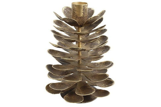Świecznik szyszka sosny L – brązowy, 15 cm