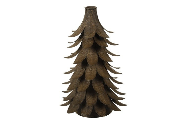 Świecznik metalowy choinka rdzawy 26 cm