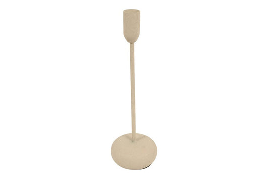 Świecznik metalowy kremowy wysoki 25,5 cm