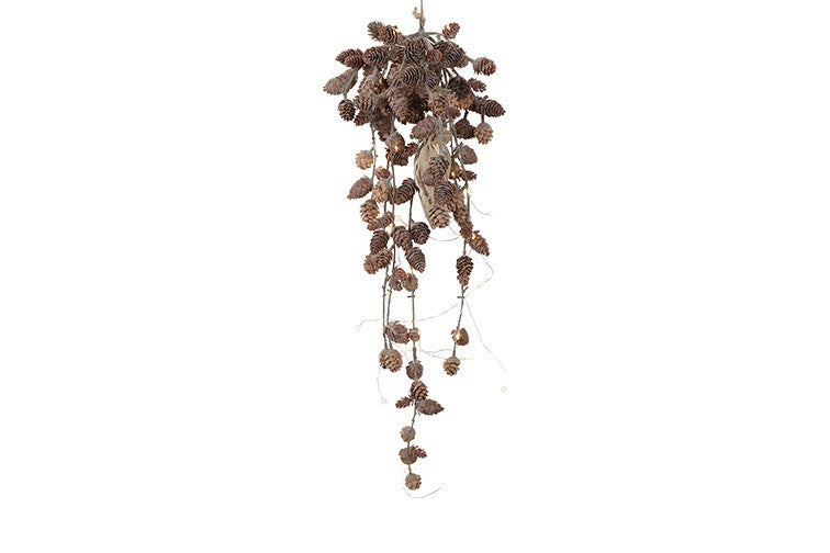 Zawieszka LED z szyszkami Olsza – zielona, 60 cm
