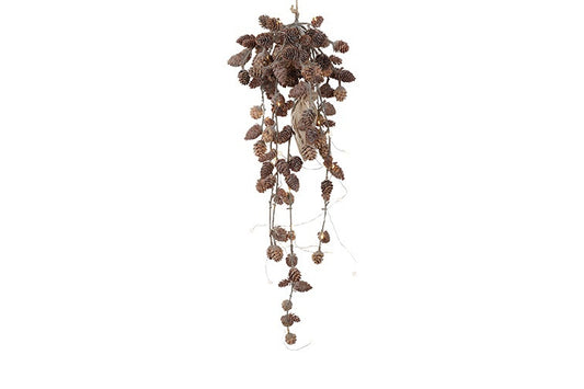 Zawieszka LED z szyszkami Olsza – zielona, 60 cm