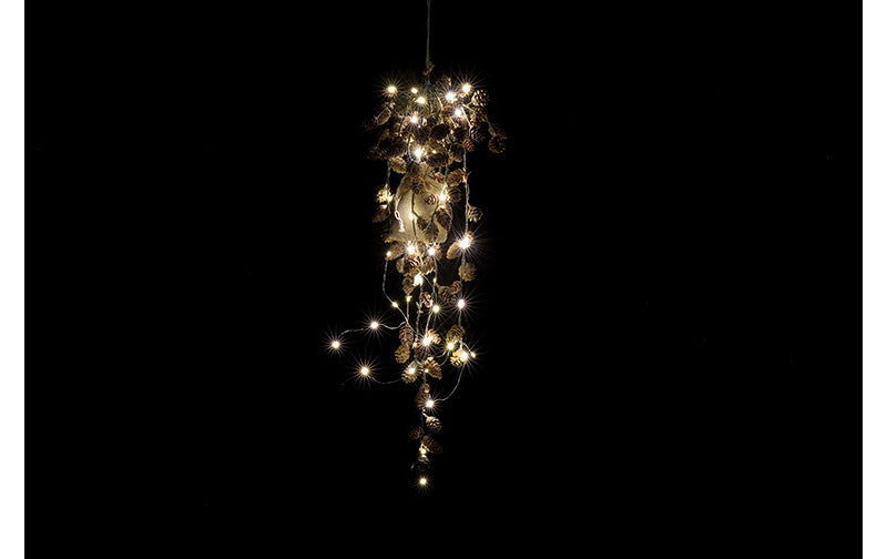 Zawieszka LED z szyszkami Olsza – zielona, 60 cm
