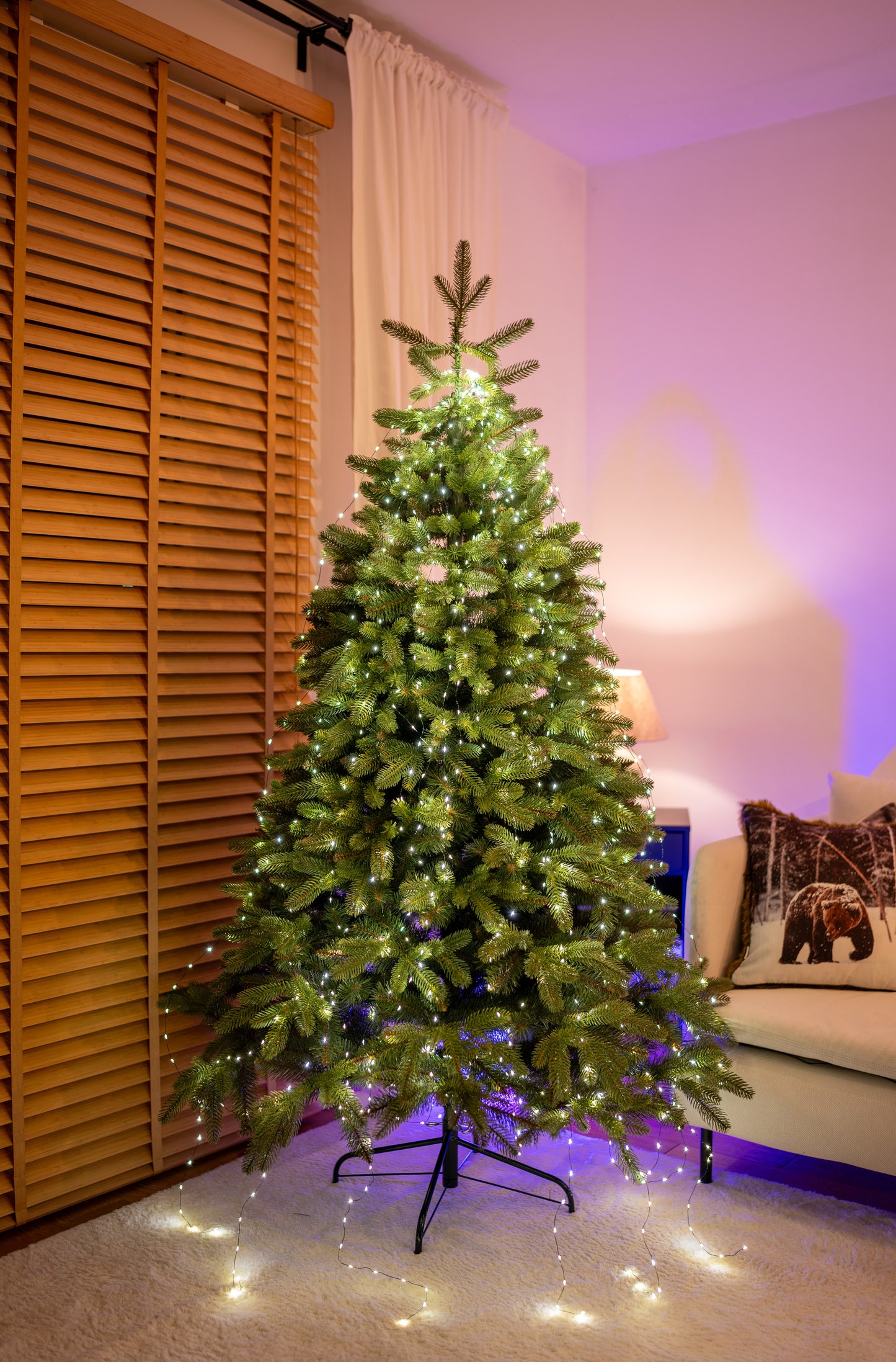 Ciepłe lampki choinkowe micro LED 1,8m FLASH na zielonym druciku