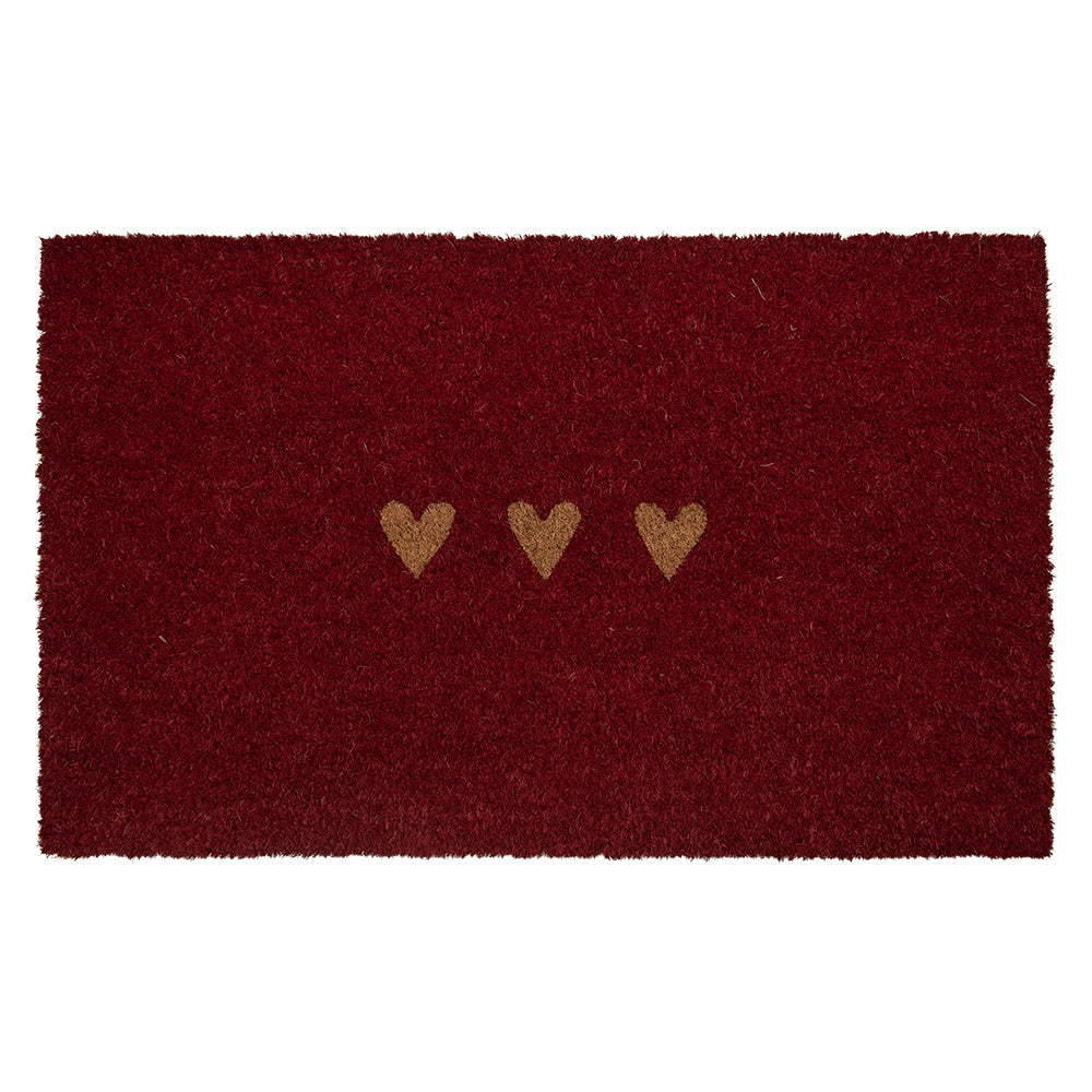 Wycieraczka kokosowa czerwona z serduszkami 75 × 45