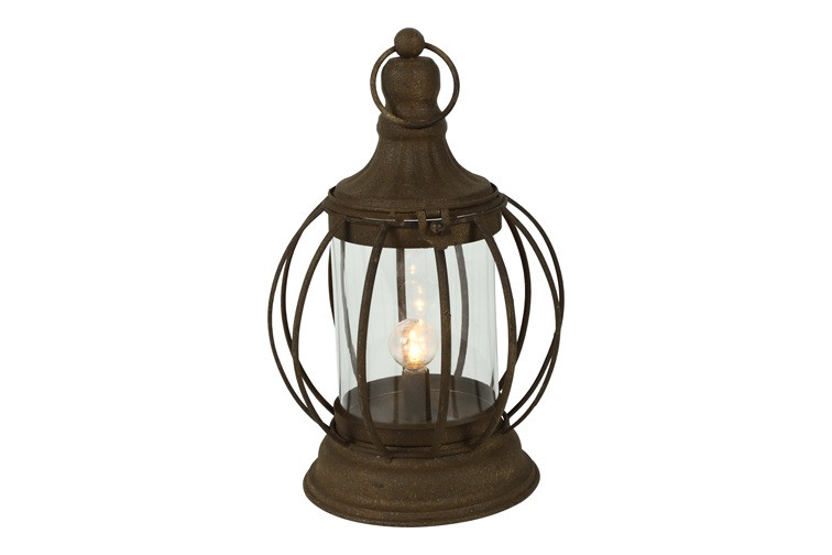 Latarnia kula metalowa LED rdzawa 23 cm