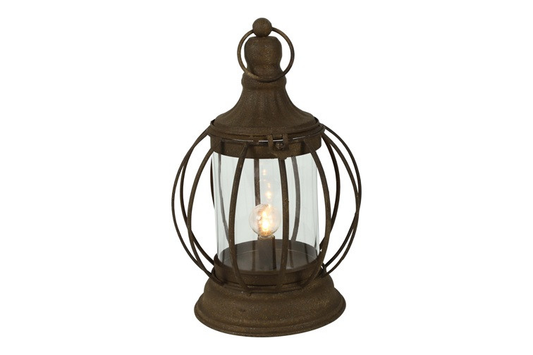Latarnia kula metalowa LED rdzawa 23 cm