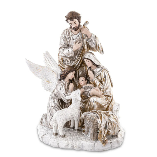 Szopka Bożonarodzeniowa z aniołem i barankiem – 36 cm, biała