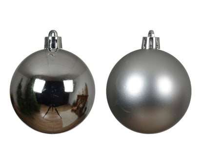 Nietłukące bombki srebrne 4 cm - mat i połysk (16 szt.)