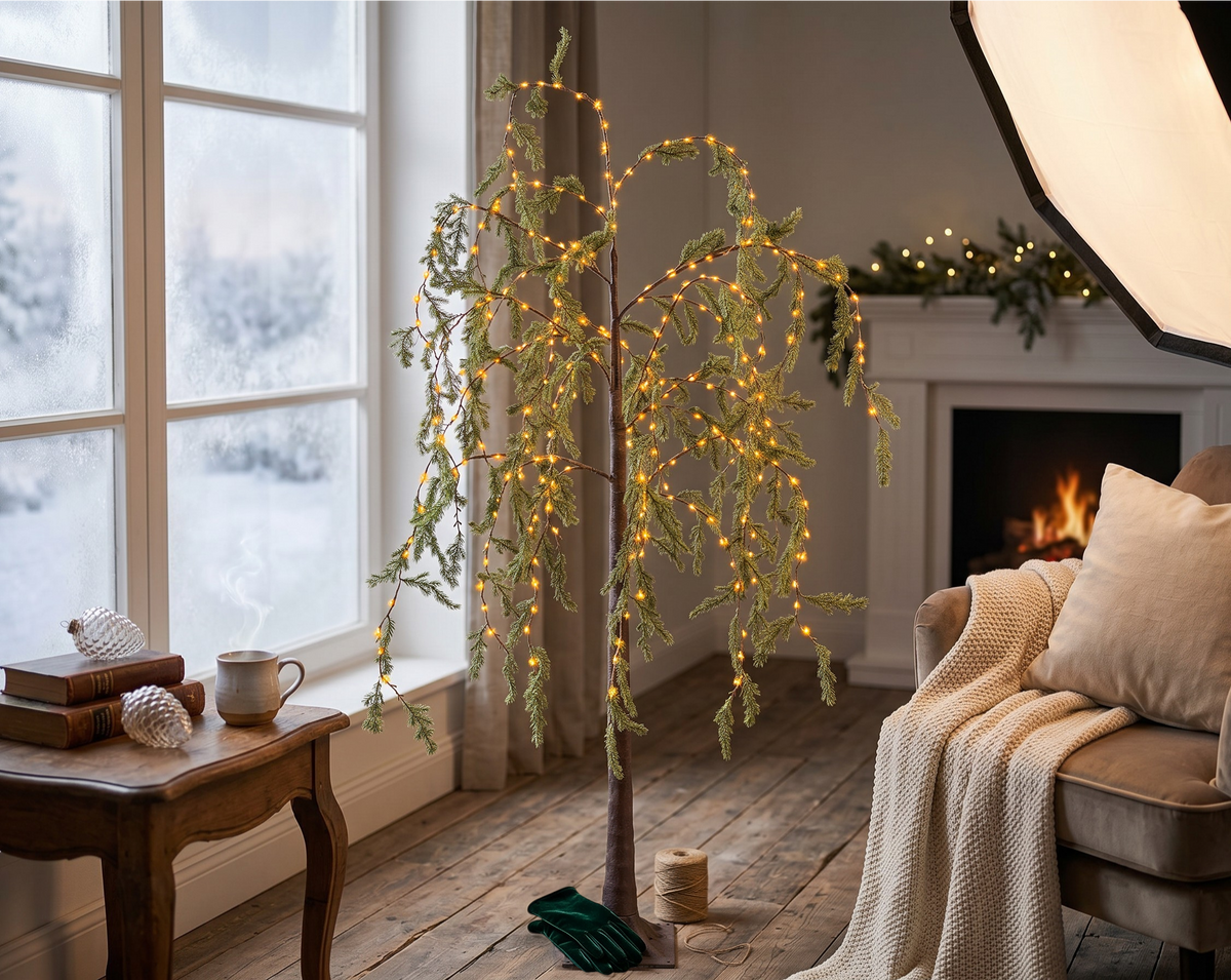 Wierzba Micro LED 150 cm – brązowa