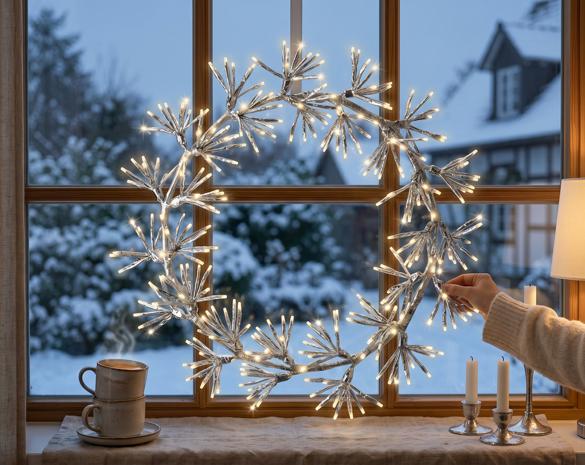 Wianek LED 48 cm – srebrny