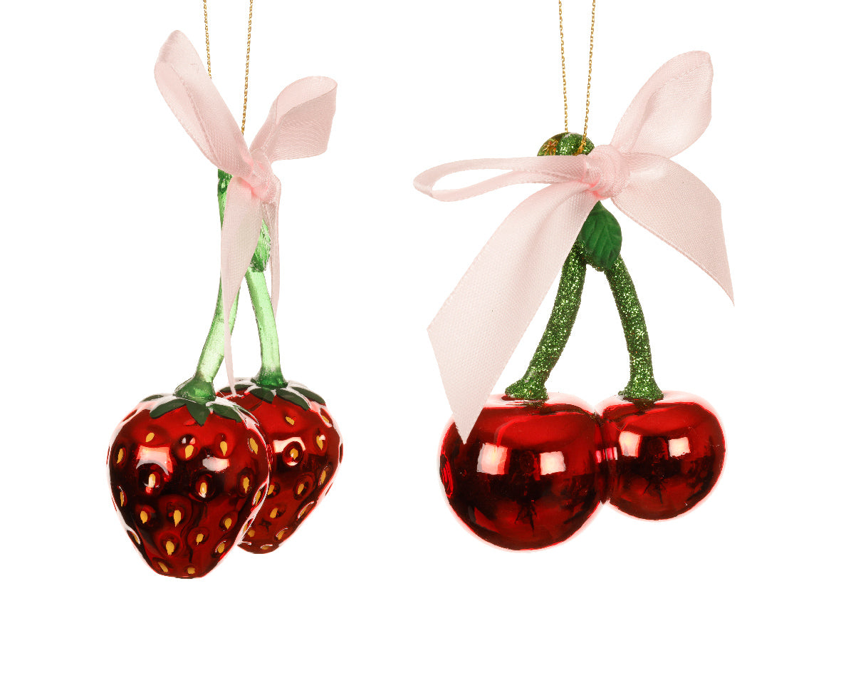 Zawieszka szklana truskawka lub czereśnia