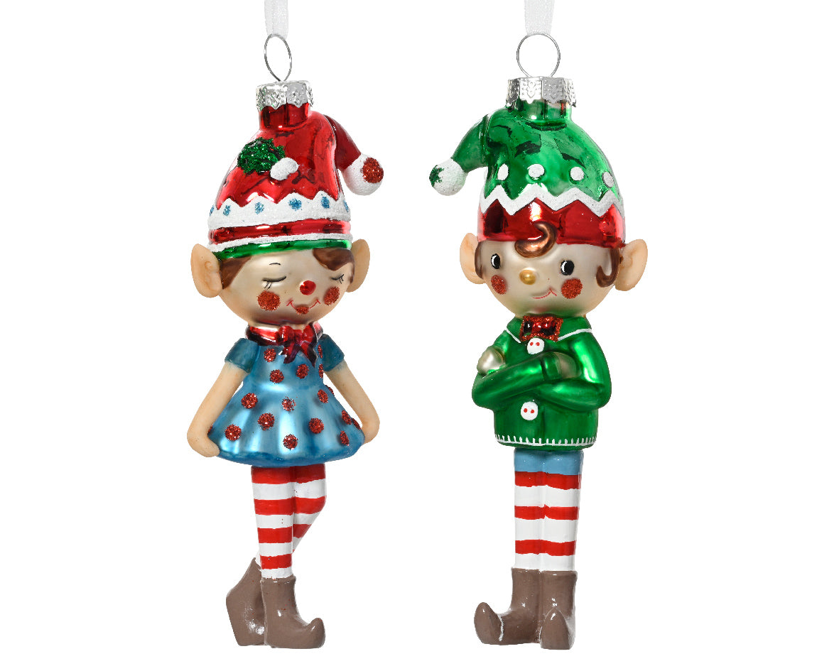 Zawieszka szklany elf stojący – chłopiec lub dziewczynka