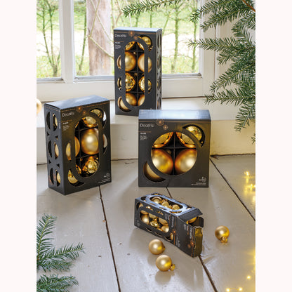 Szklane bombki 8 cm – złote, mat i połysk (6 szt.)