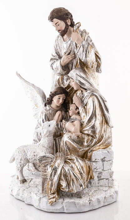 Szopka Bożonarodzeniowa z aniołem i barankiem – 36 cm, biała