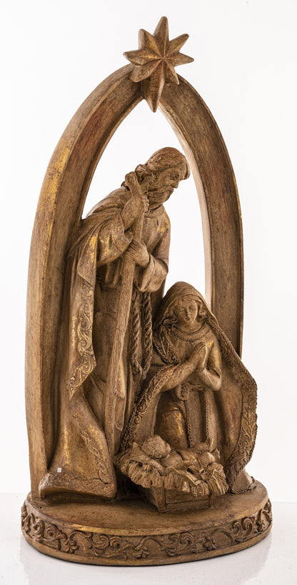 Szopka Bożonarodzeniowa z Gwiazdą – brązowa, 35 cm