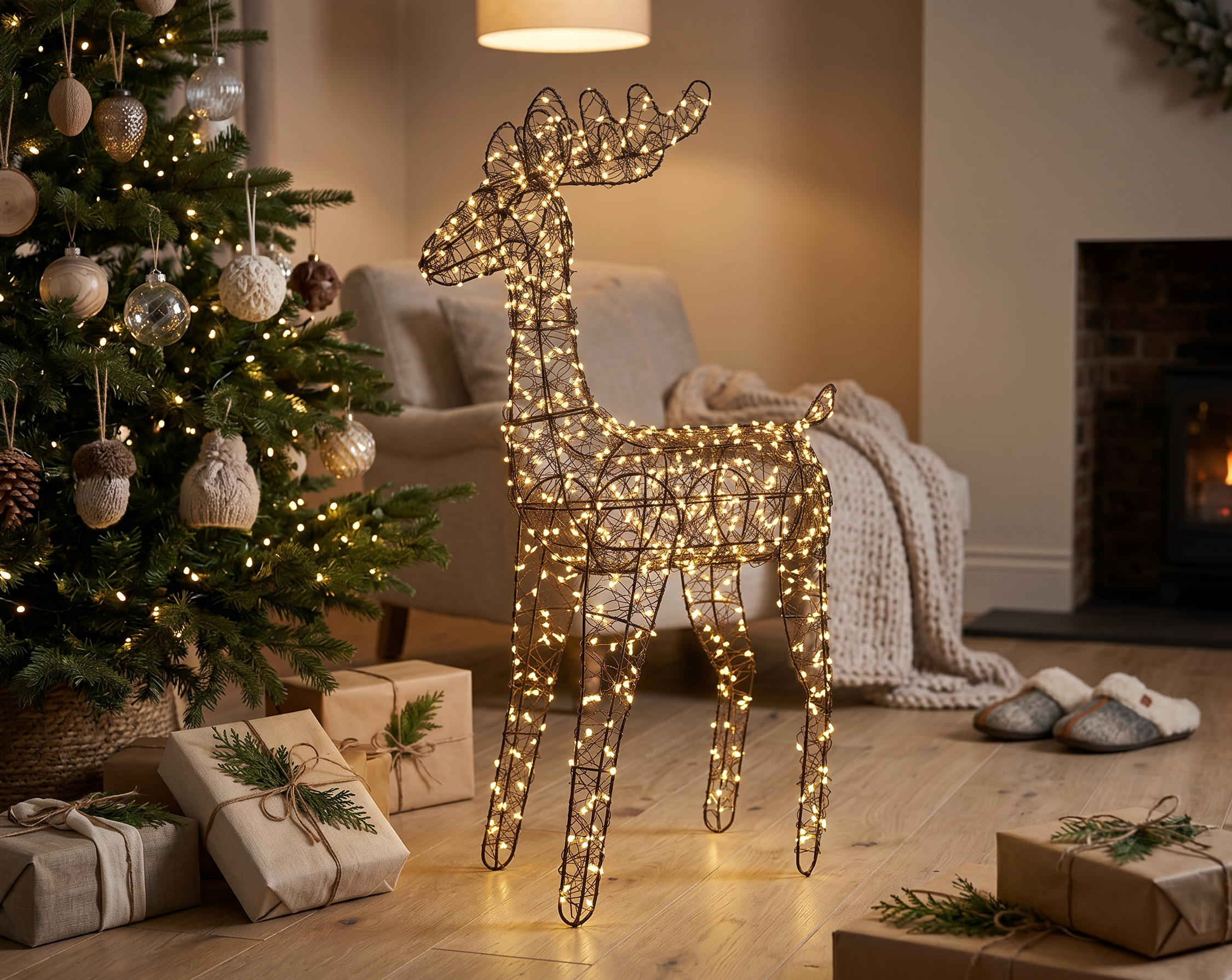 Renifer LED – 84 cm, czarny, na zewnątrz