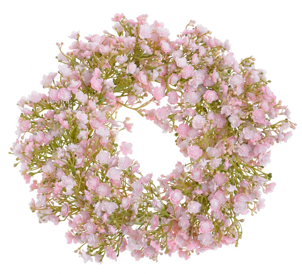 Wianek gipsówka 33 cm jasny róż