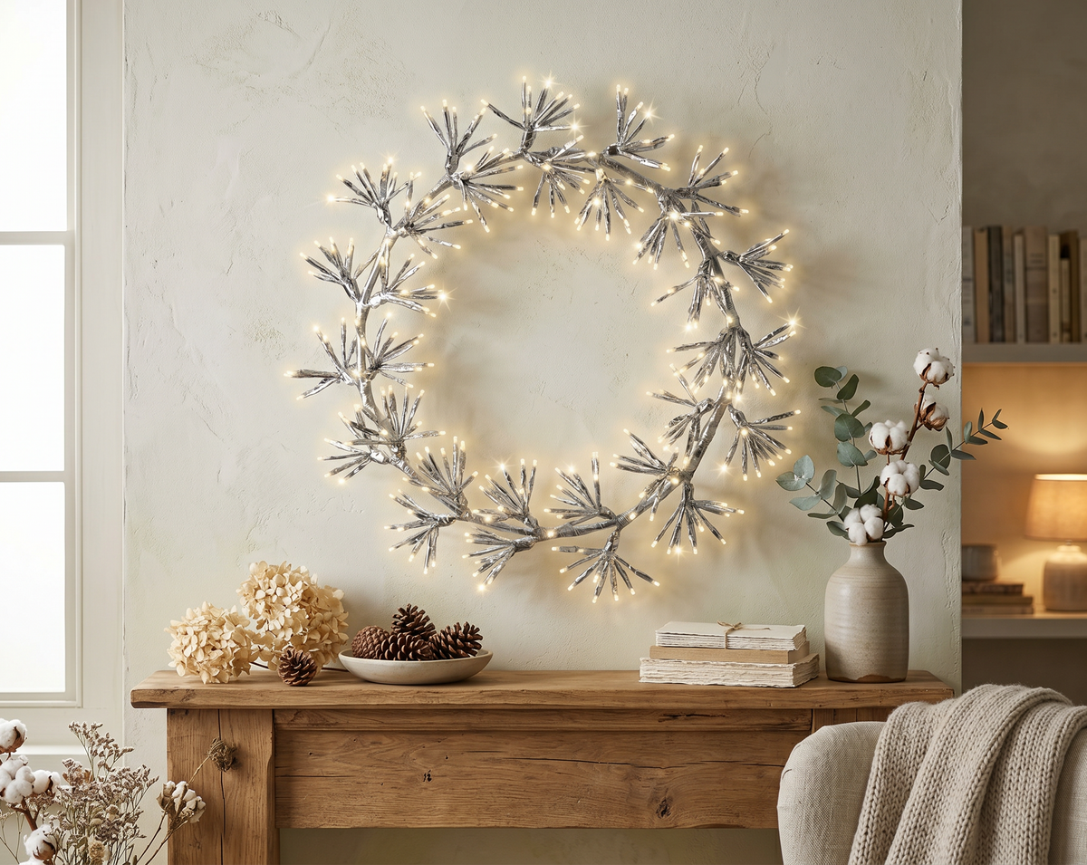 Wianek LED 48 cm – srebrny