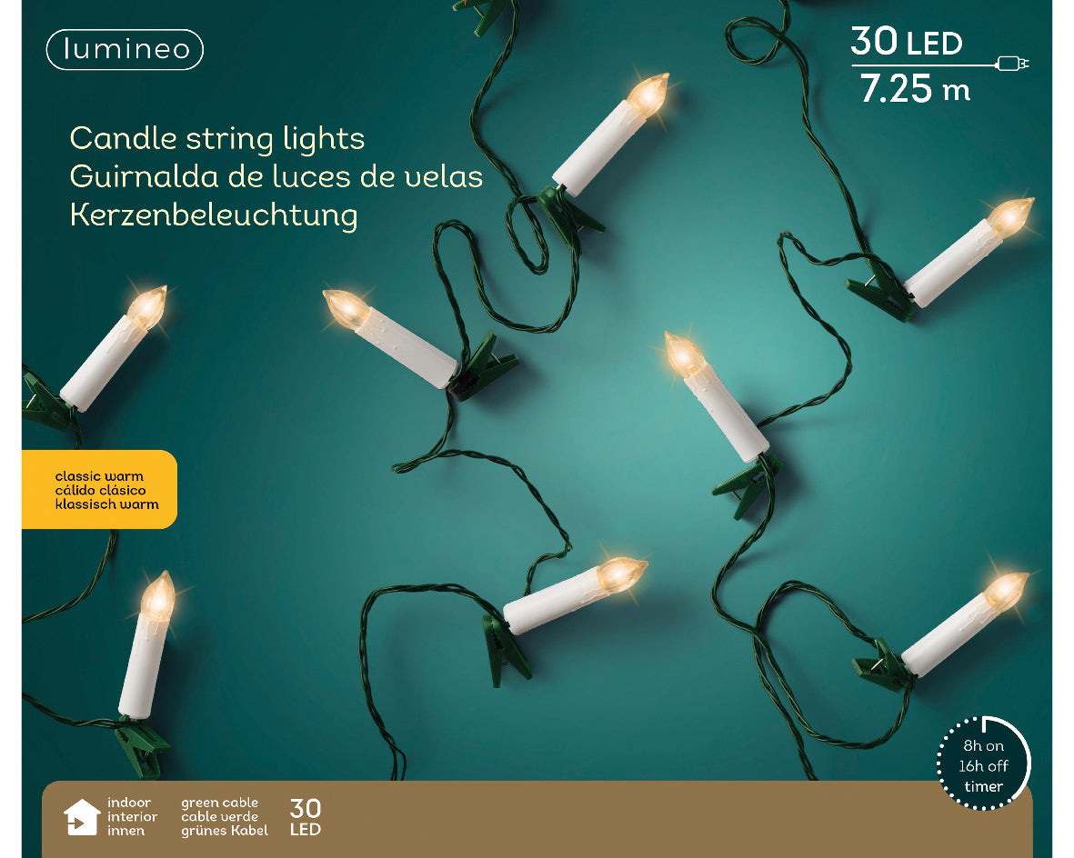 Lampki LED świeczki 30L - 7,25m ciepłe światło