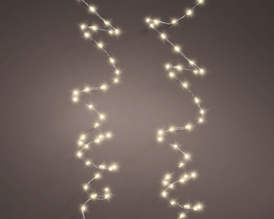 Lampki micro LED na baterie – 100L na druciku ciepły biały