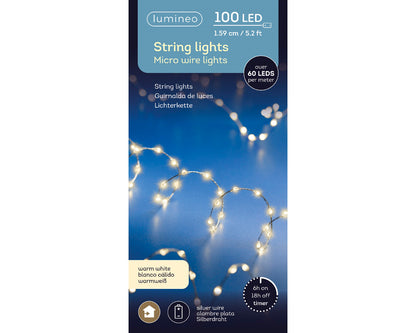 Lampki micro LED na baterie – 100L na druciku ciepły biały
