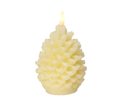 Świeca LED „Szyszka” kremowa 13,1 cm  światło stałe