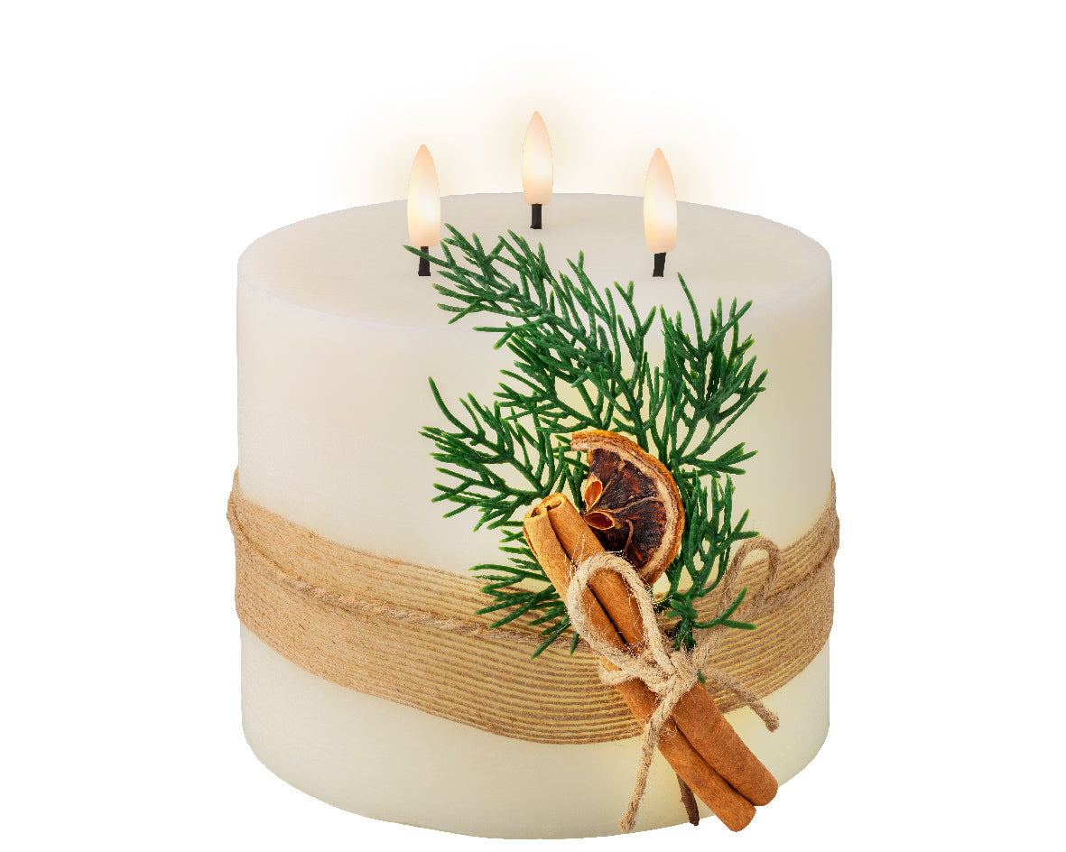 Świeca XXL LED kremowa 15x15 cm efekt knota