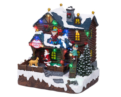 Pozytywka LED Domek Reniferów na baterie XXL