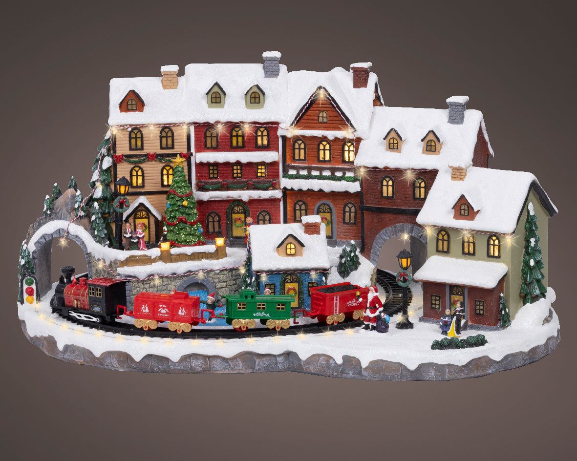 Pozytywka LED miasteczko z lokomotywą XXL