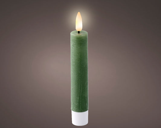 Świeca LED stołowa 2 szt. zielona 14.5 cm – stały płomień