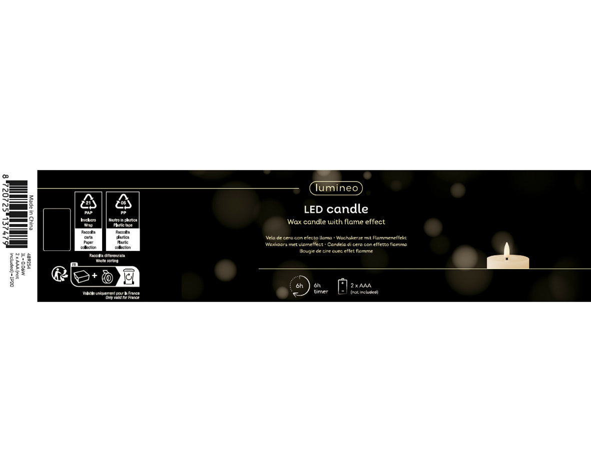 Świeca LED ciemnobrązowa 15 cm efekt knota światło stałe