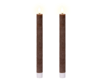 Świeca LED stołowa 2 szt. ciemnobrązowa 24.5 cm stały płomień