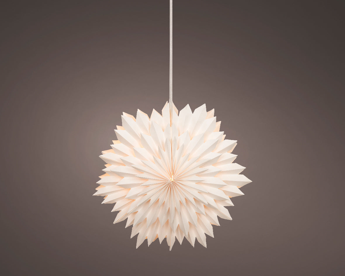 Papierowa gwiazda 3D LED 58 cm biała