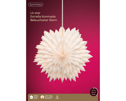 Papierowa gwiazda 3D LED 58 cm biała