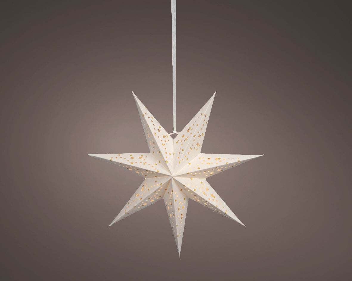 Papierowa gwiazda na baterie LED 38 cm biała
