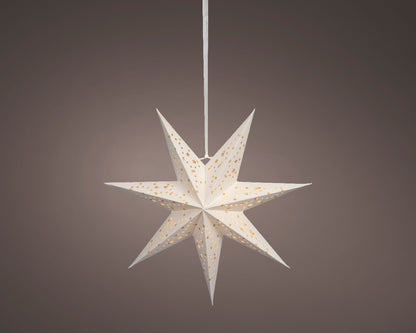 Papierowa gwiazda na baterie LED 38 cm biała