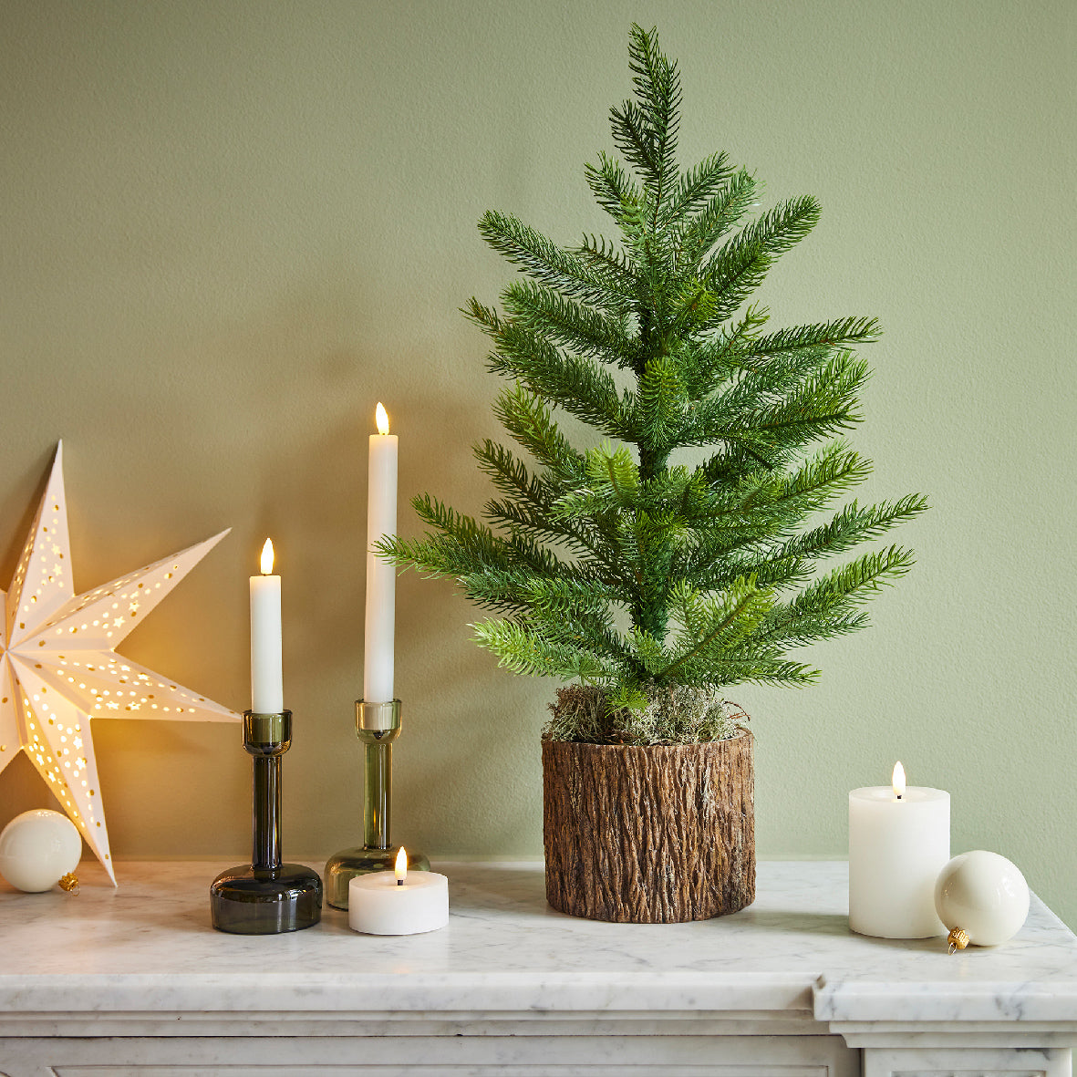 Papierowa gwiazda na baterie LED 38 cm biała