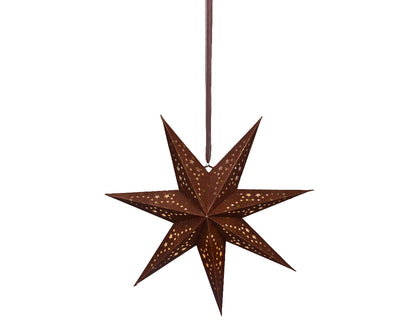 Papierowa gwiazda na baterie LED 38 cm brązowa