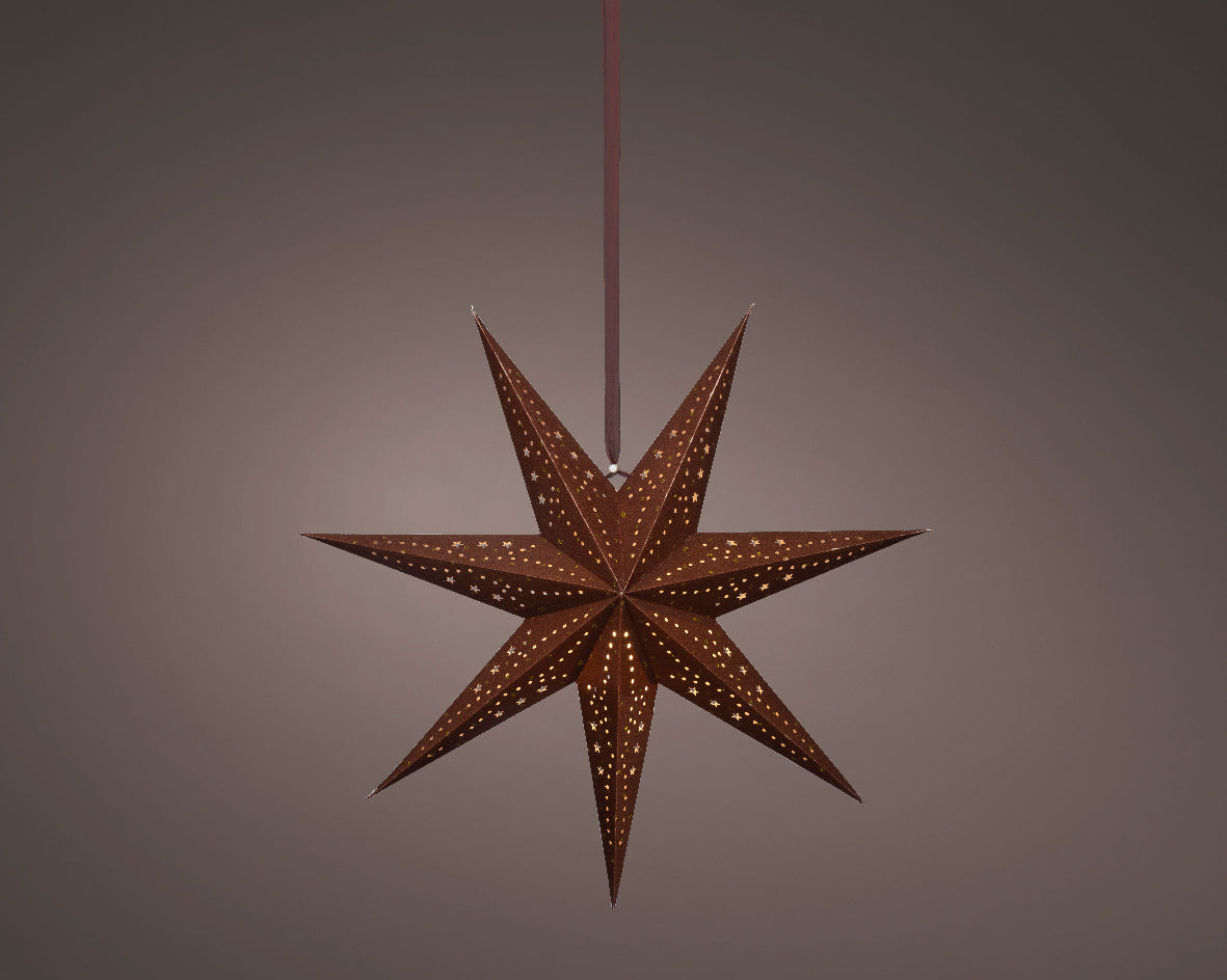 Papierowa Gwiazda LED 58 cm brązowa