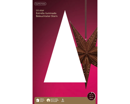 Papierowa Gwiazda LED 58 cm brązowa